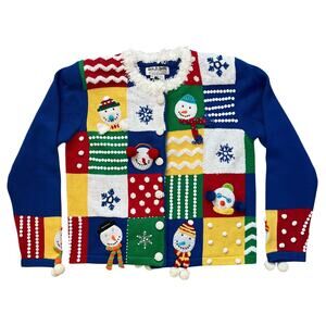 Jack B Quick Petites Ugly Christmas Sweater Snowman Medium Kidcore Grandmacore